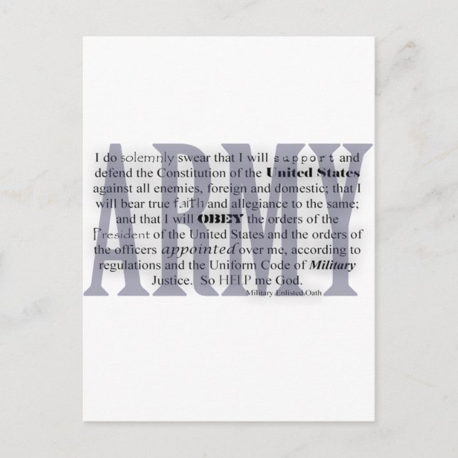army oath postcard (Front)