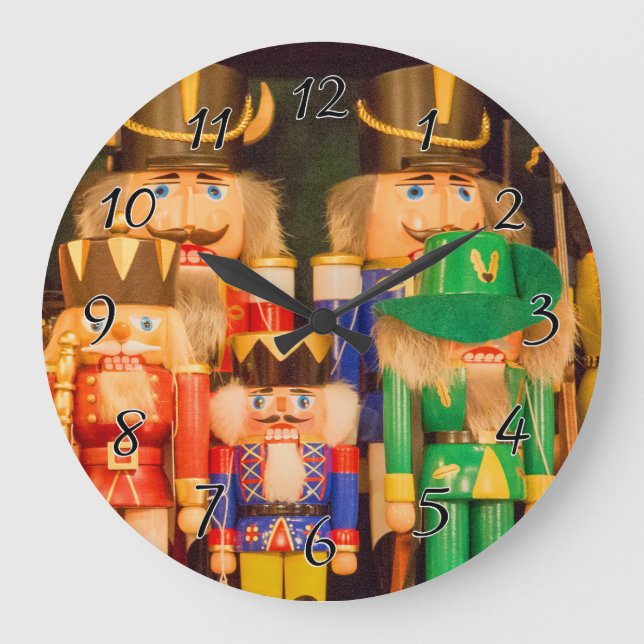 Army of Christmas Nutcrackers Large Clock (Front)