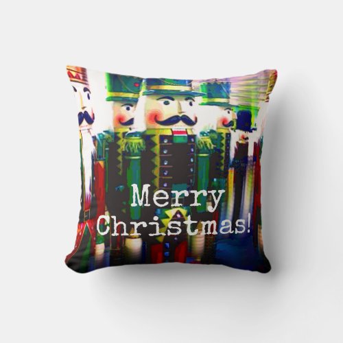 Army of Nutcrackers Seasonal Christmas Holiday Throw Pillow