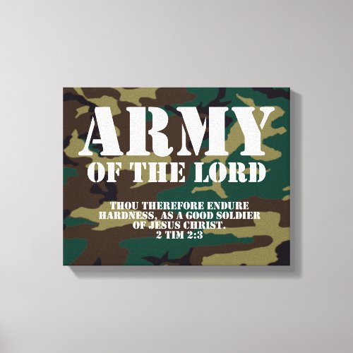 Army of the Lord Bible Scripture Camo Canvas Print