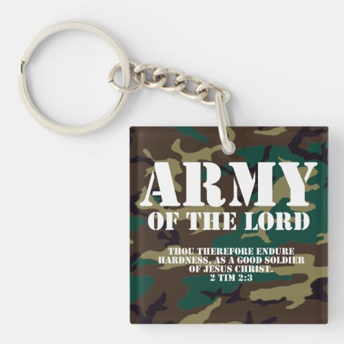 Army of the Lord Bible Scripture Camo Keychain