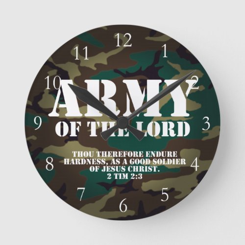 Army of the Lord Bible Scripture Camo Round Clock