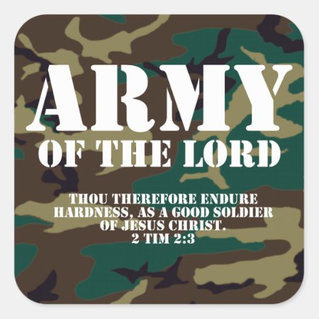 Army Of The Lord, Bible Scripture Camo Square Sticker
