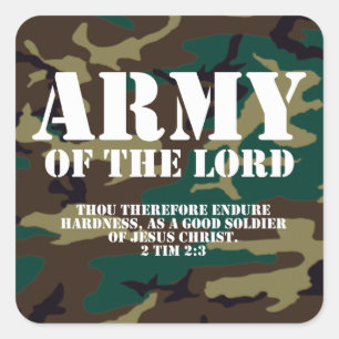 Army of the Lord, Bible Scripture Camo Square Sticker