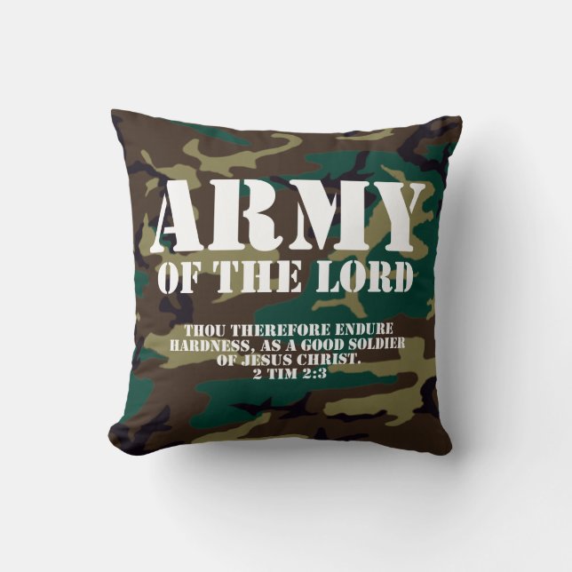 Army of the Lord, Bible Scripture Camo Throw Pillow (Front)