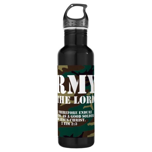 Army of the Lord, Bible Scripture Camo Water Bottle (Front)