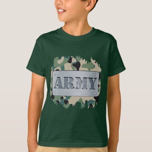 Army on a camouflaged dog_tag graphic design T_Shirt