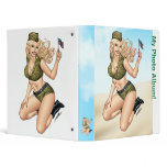Army or Military Pinup Girl with American Flag 3 Ring Binders