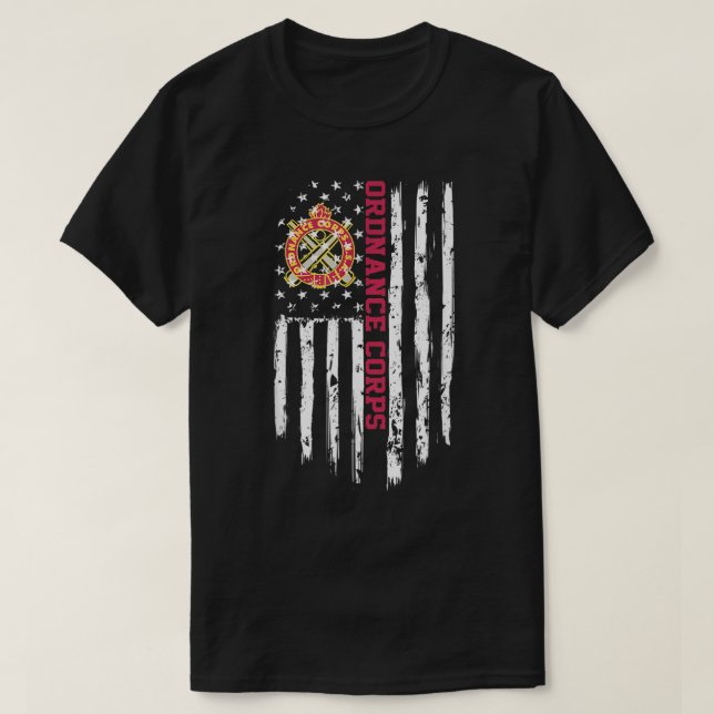 Army Ordnance Corps American Flag T-Shirt (Design Front)