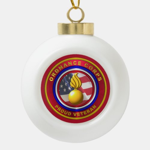 Army Ordnance Corps Veteran Ceramic Ball Christmas Ornament