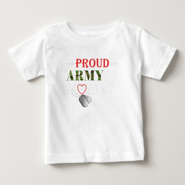Army Paratrooper Proud Mom Apparel Airborne Dog Ta Baby T-Shirt (Front)
