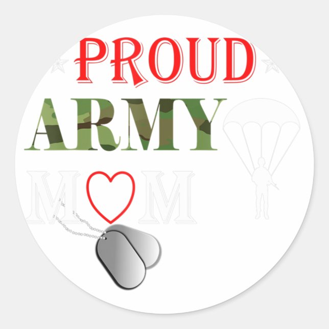 Army Paratrooper Proud Mom Apparel Airborne Dog Ta Classic Round Sticker (Front)