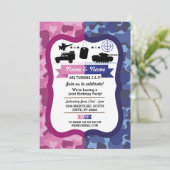 Army Pink & Blue Girls & Boys Birthday Party Invitation (Standing Front)