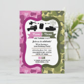 Army Pink & Green Girls & Boys Birthday Party Invitation (Standing Front)
