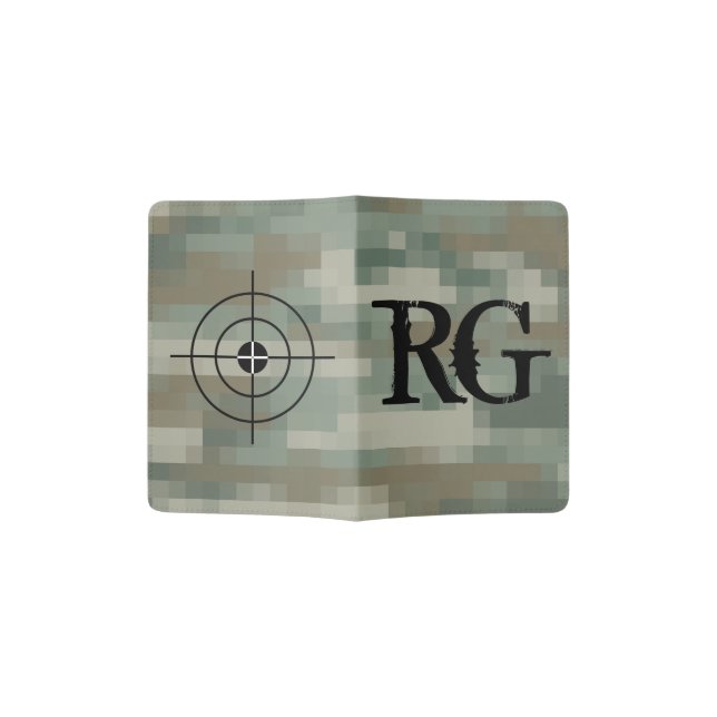 Army pixel camouflage monogram passport holder (Opened)