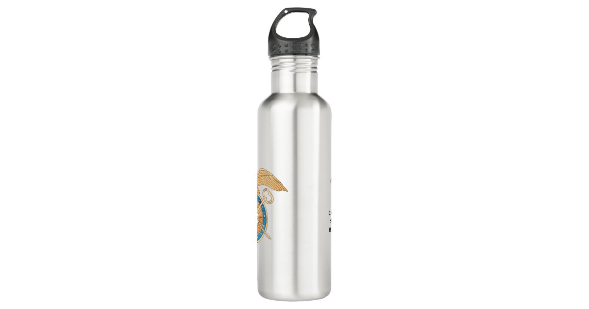 Preppy Watercolor Hearts in Blue Stainless Steel Water Bottle 