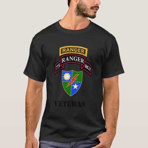 Army Ranger 75Th Ranger Veteran Black T_Shirt