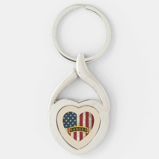 Army Ranger School Tab American Heart Flag Keychain (Front)