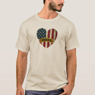 Army Ranger School Tab American Heart Flag T-Shirt