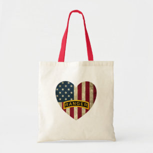 Army Ranger School Tab American Heart Flag Tote Bag