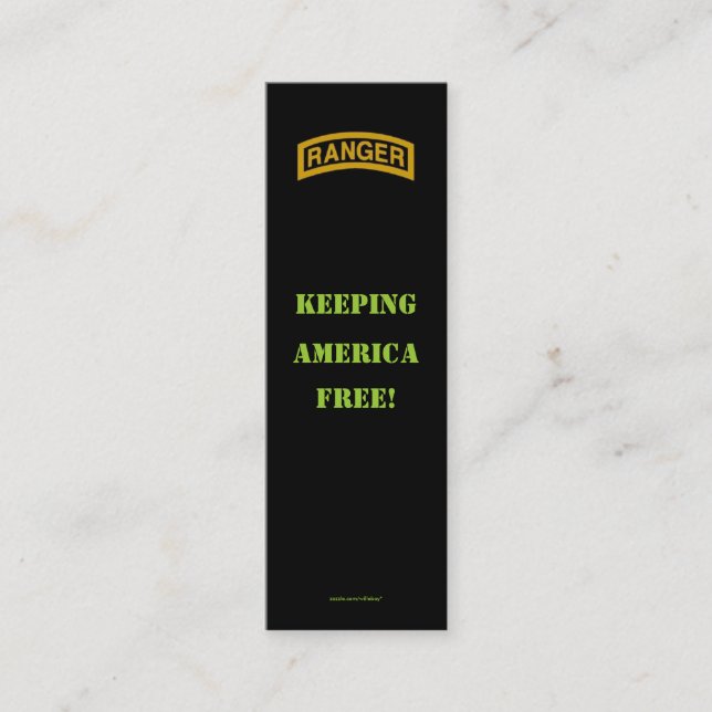 Army rangers 75th flash veteran patch bookmarker mini business card (Front)