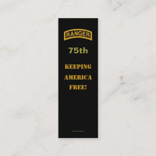 Army rangers 75th flash veteran patch bookmarker mini business card