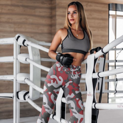 Army Red Camo Patterned  Leggings