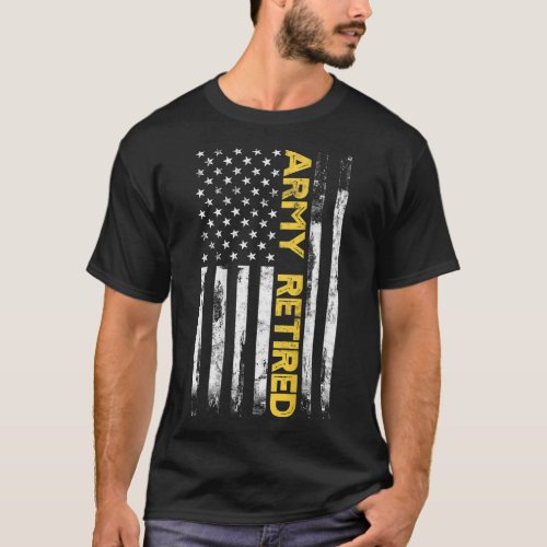Army Retired Military US Army Thin Gold Line Ame T_Shirt