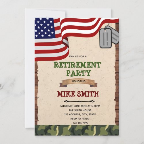 Army retirement party invitation