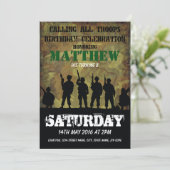 Army Rustic Camouflage Soldiers Kids Birthday Invitation (Standing Front)