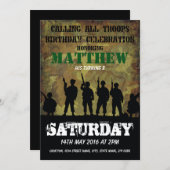 Army Rustic Camouflage Soldiers Kids Birthday Invitation (Front/Back)
