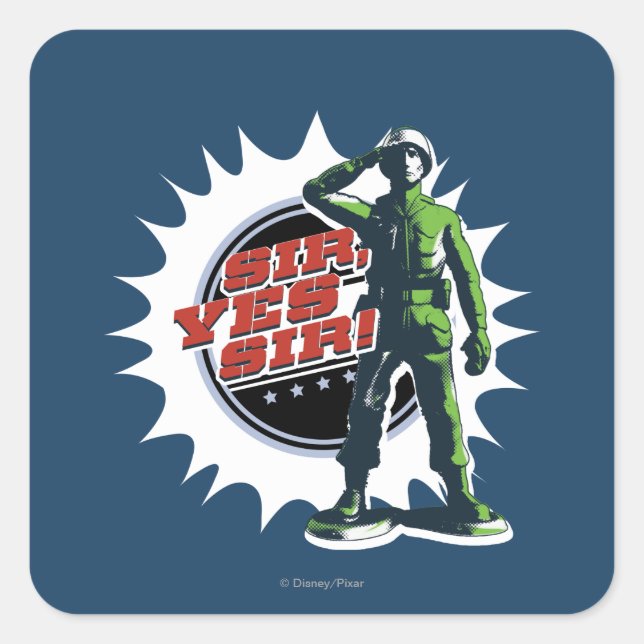 Army Sarge: Sir, Yes Sir! Square Sticker (Front)