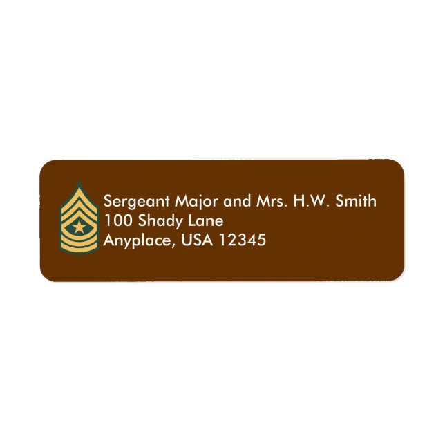 Army Sergeant Major Address Label (Front)