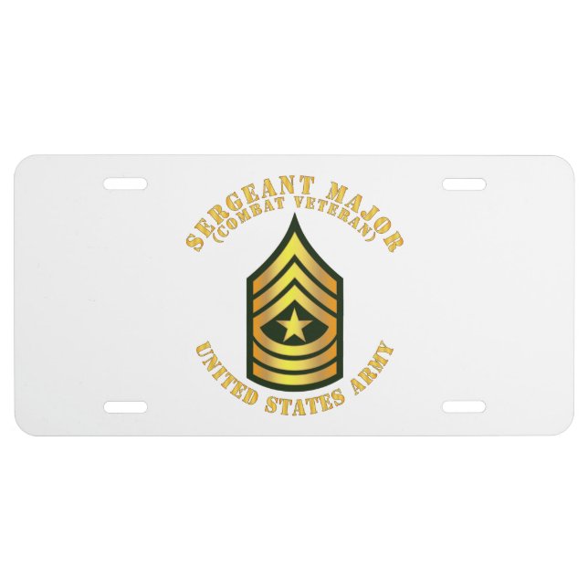 Army - Sergeant Major - SGM - Combat Veteran License Plate (Front)