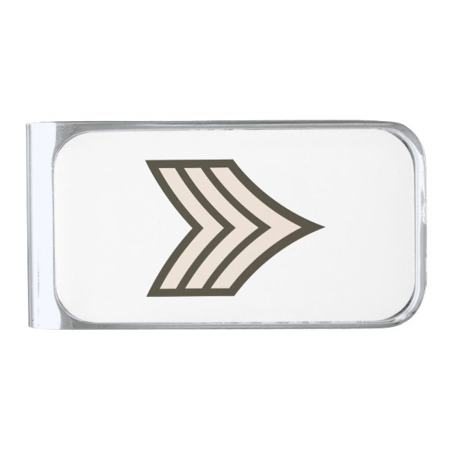 Army Sergeant rank Silver Finish Money Clip (Front)