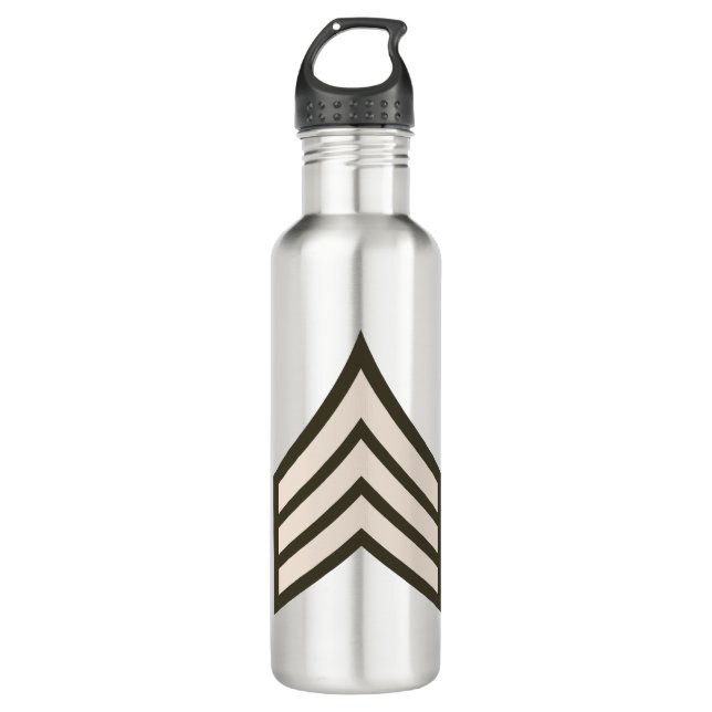 Army Sergeant rank Stainless Steel Water Bottle (Front)