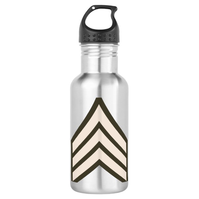 Army Sergeant rank Stainless Steel Water Bottle (Front)