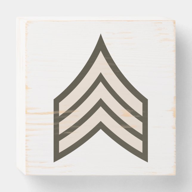 Army Sergeant rank Wooden Box Sign (Front Horizontal)