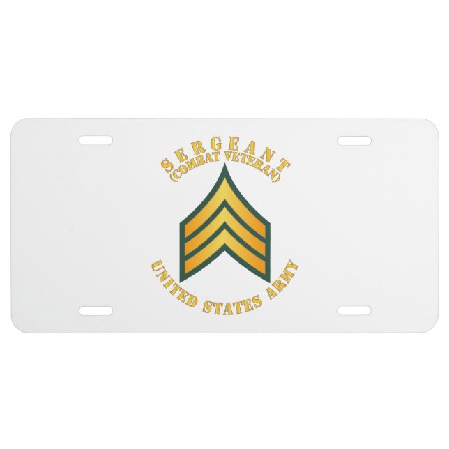 Army - Sergeant - SGT - Combat Veteran License Plate (Front)