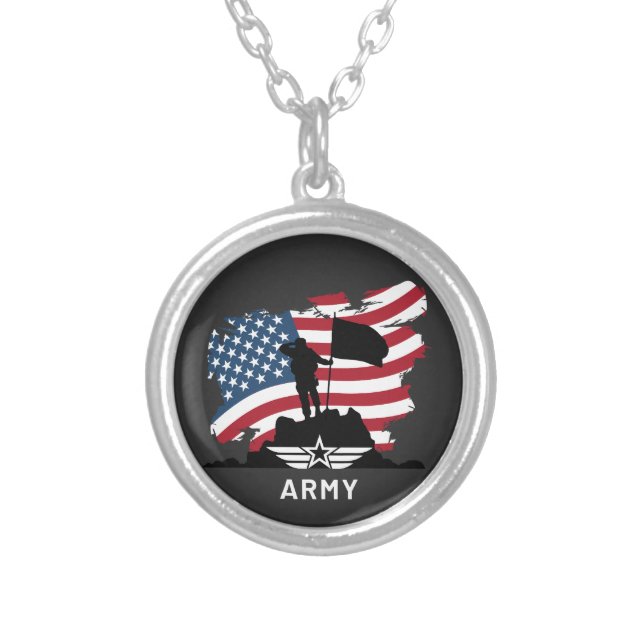 Army Silver Plated Necklace (Front)