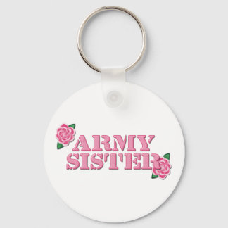 Army Sister Pink Roses Keychain