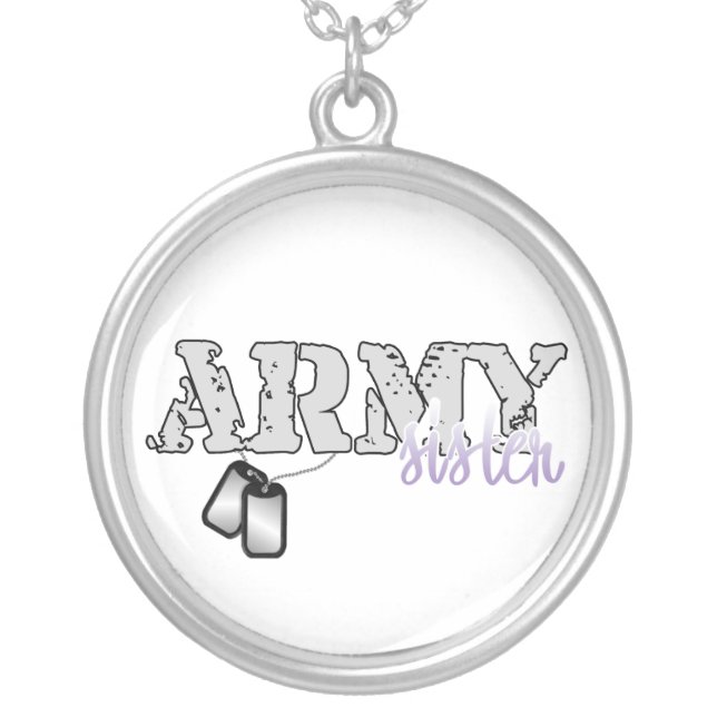 Army Sister Silver Plated Necklace (Front)