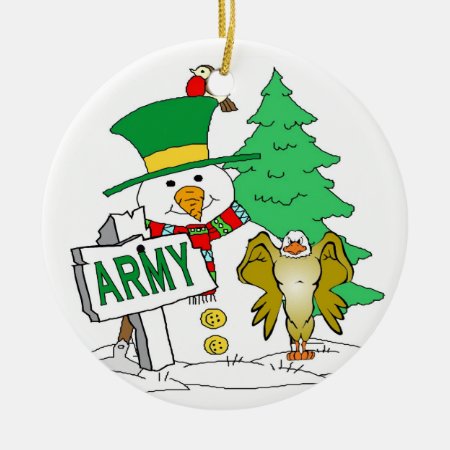 Army Snowman Christmas Ceramic Ornament