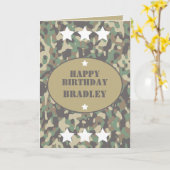 Army Solder Camo Camouflage Print Birthday Card (Yellow Flower)