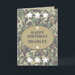 Army Solder Camo Camouflage Print Birthday Card<br><div class="desc">Green and brown camo camouflage print birthday card,  that's perfect for armed forces,  army veterans and military soldiers</div>