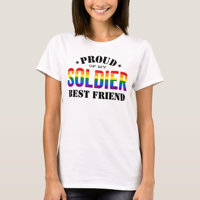 Army Soldier Best Friend Gay Pride Rainbow Flag T-Shirt (Front)