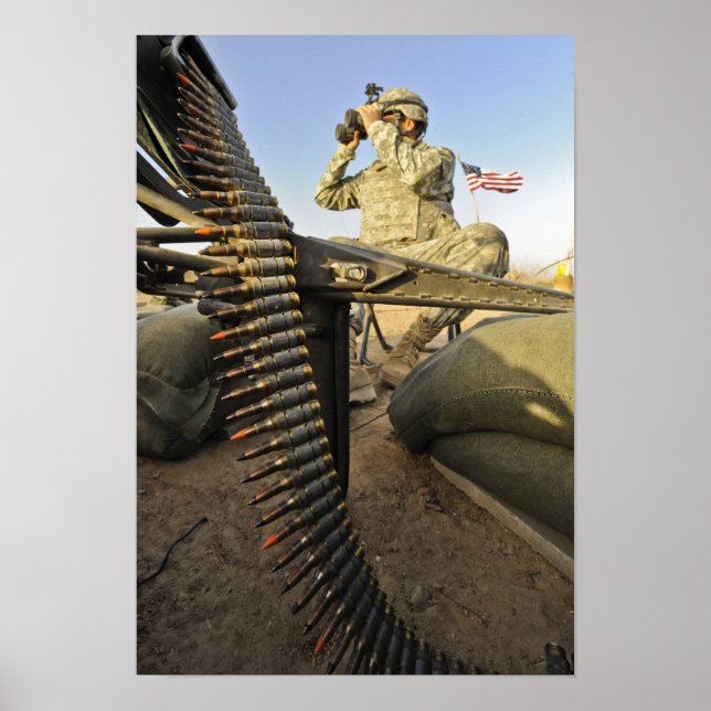 Army soldier scouts for enemy activity poster (Front)