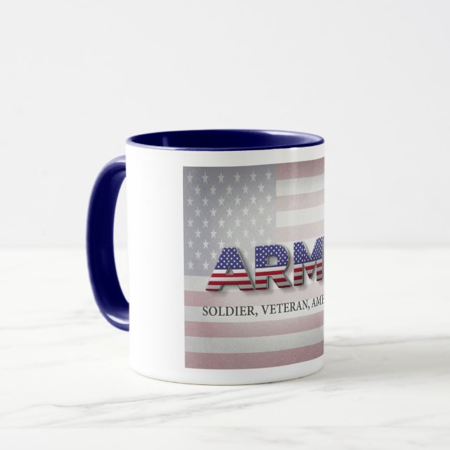 Army “Soldier, Veteran, American” Mug (Front Left)