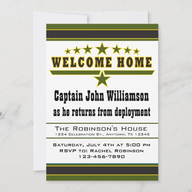 Army Soldier Welcome Home Invitation (Front)