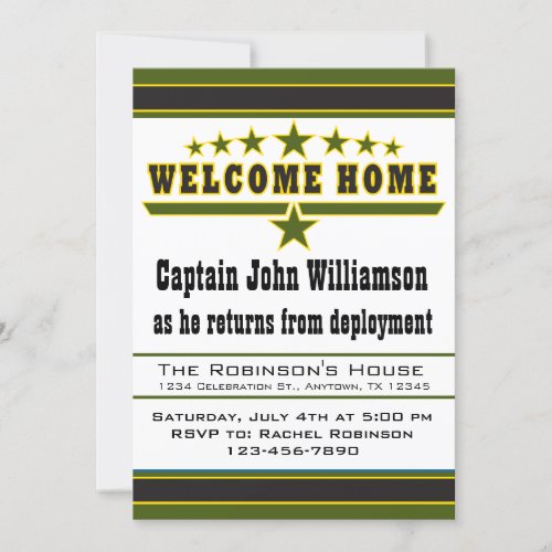 Army Soldier Welcome Home Invitation